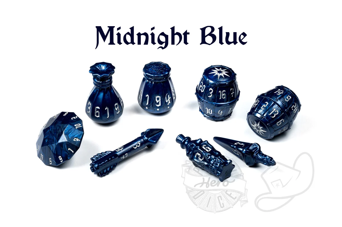 PolyHero Rogue 8 Dice Set - Midnight Blue