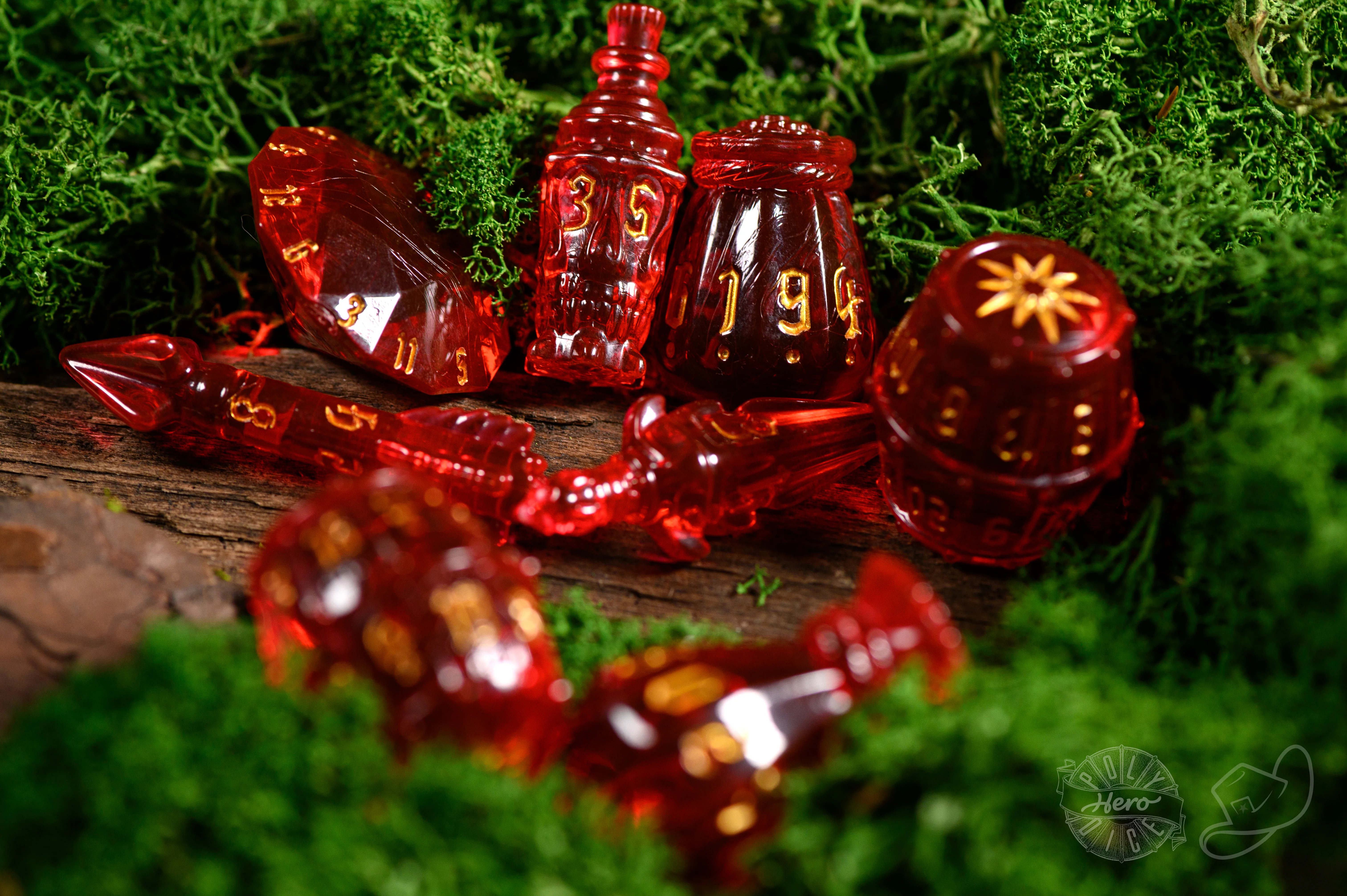 PolyHero Rogue 8 Dice Set - Rakish Ruby - Image 2