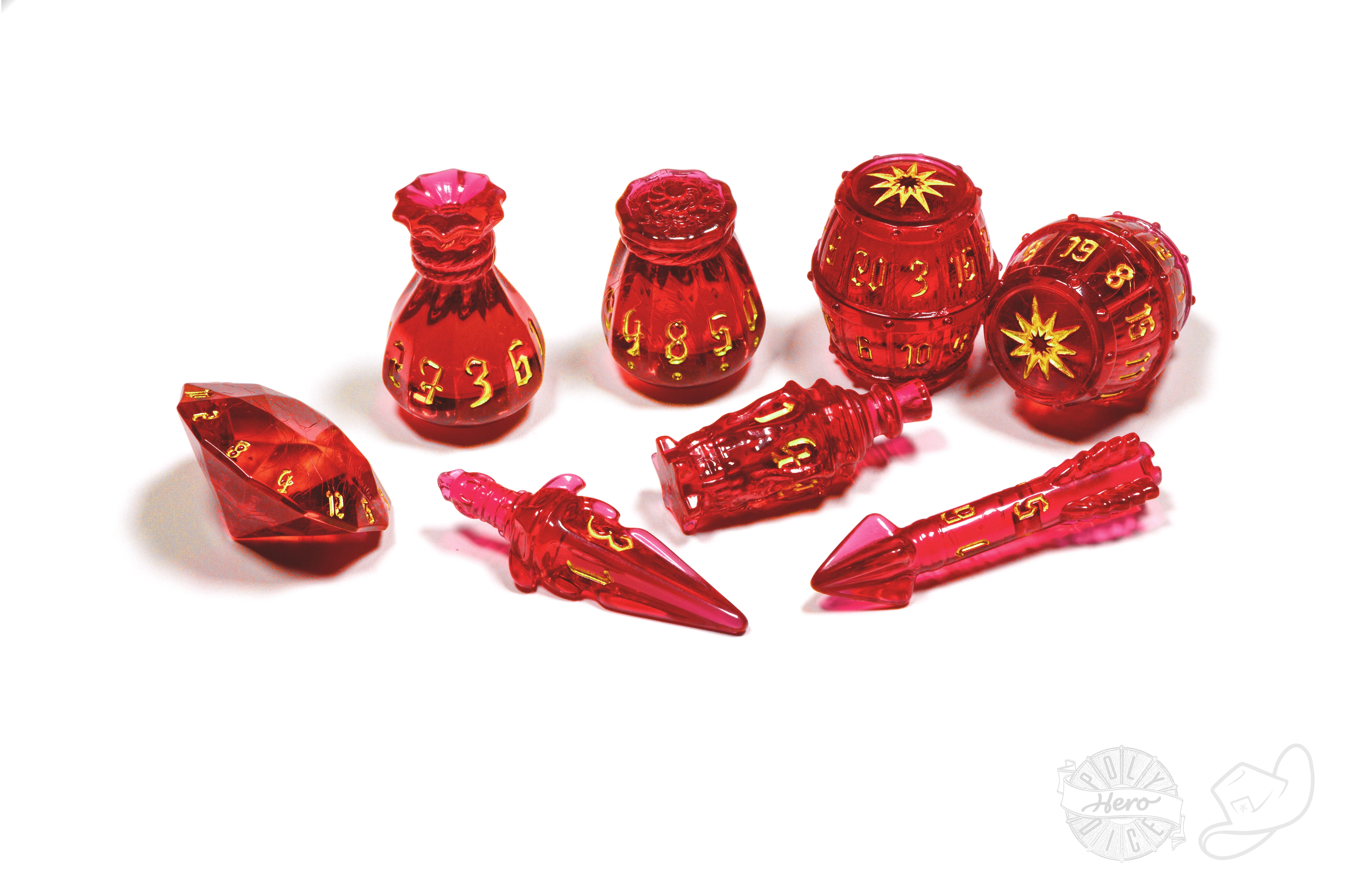 PolyHero Rogue 8 Dice Set - Rakish Ruby - Image 4