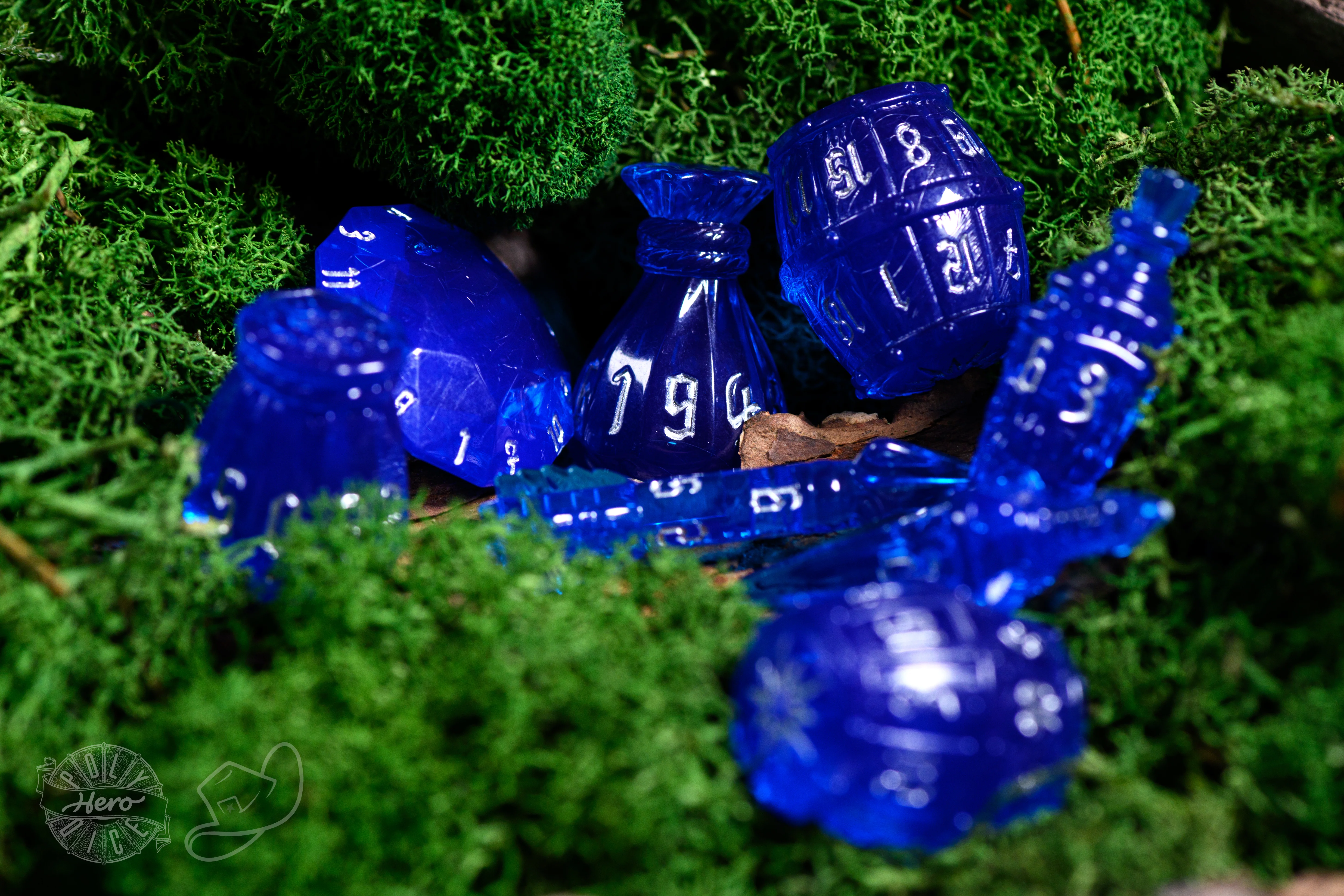 PolyHero Rogue 8 Dice Set - Sapphire Scoundrel - Image 3