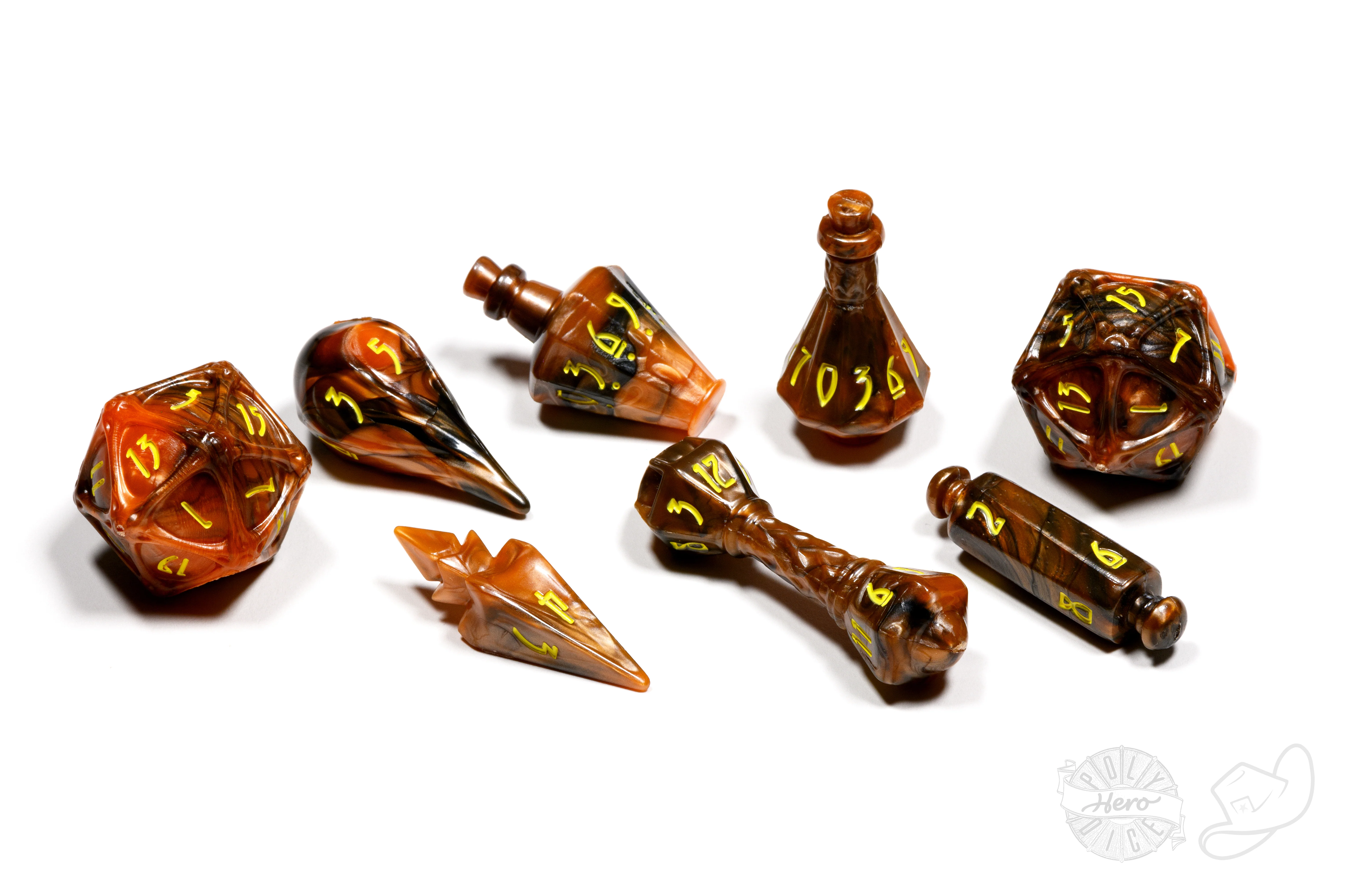 PolyHero Wizard 8 Dice Set - Smoldering Ember - Image 2